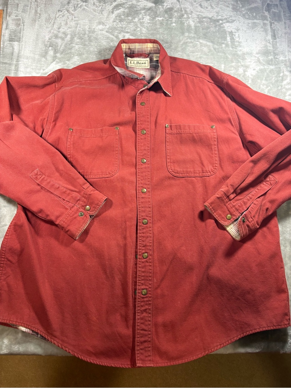 Vintage LL Bean 100% Cotton Canvas Shacket Flannel-Lined XL